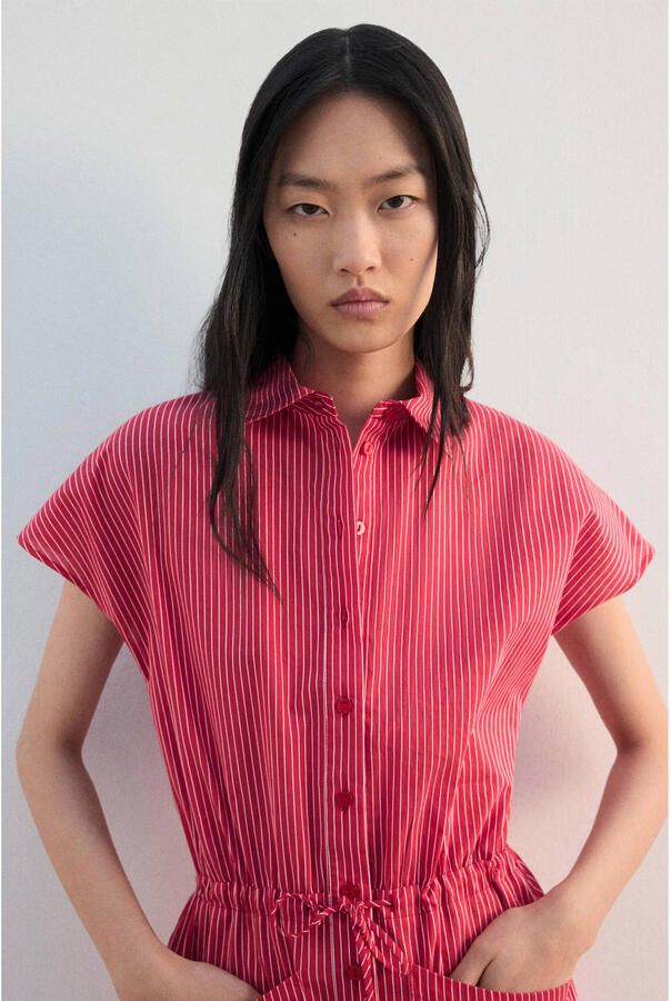 Mango blousejurk met krijtstreep rood