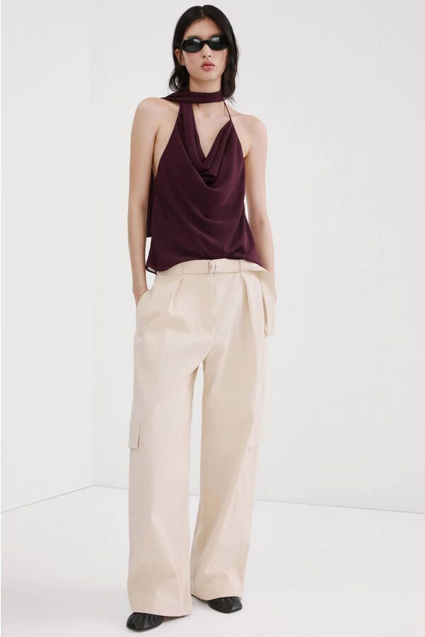 Mango blousetop donkerrood - Foto 3