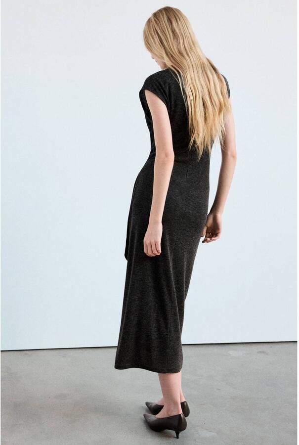Mango bodycon midi jurk grijs - Foto 2