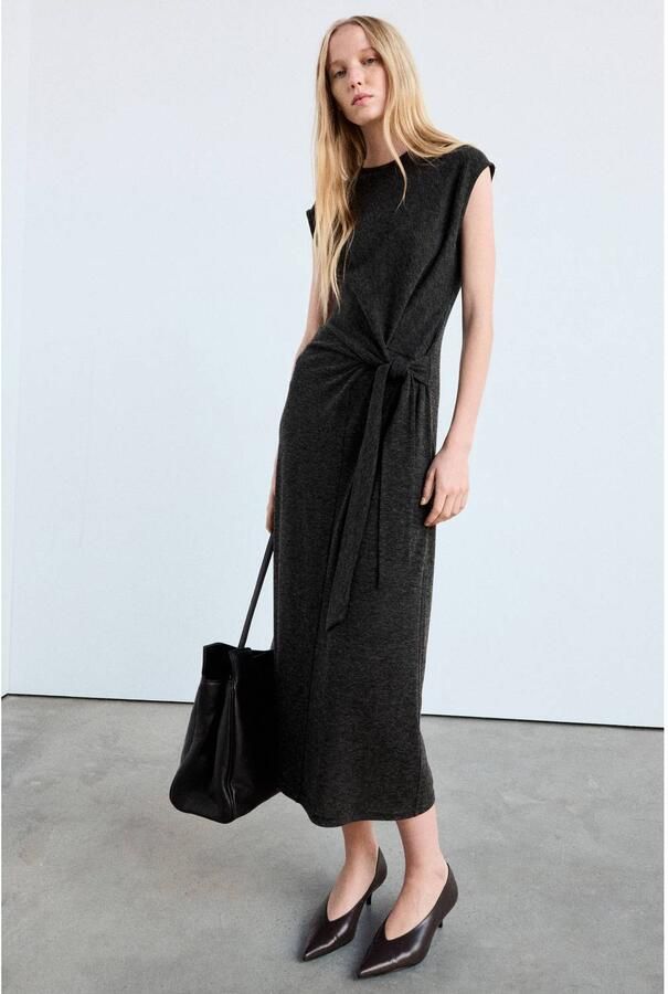 Mango bodycon midi jurk grijs - Foto 3