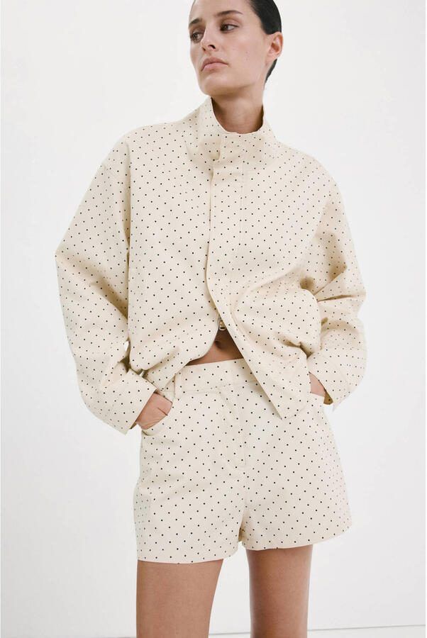 Mango bomberjack met stippen beige