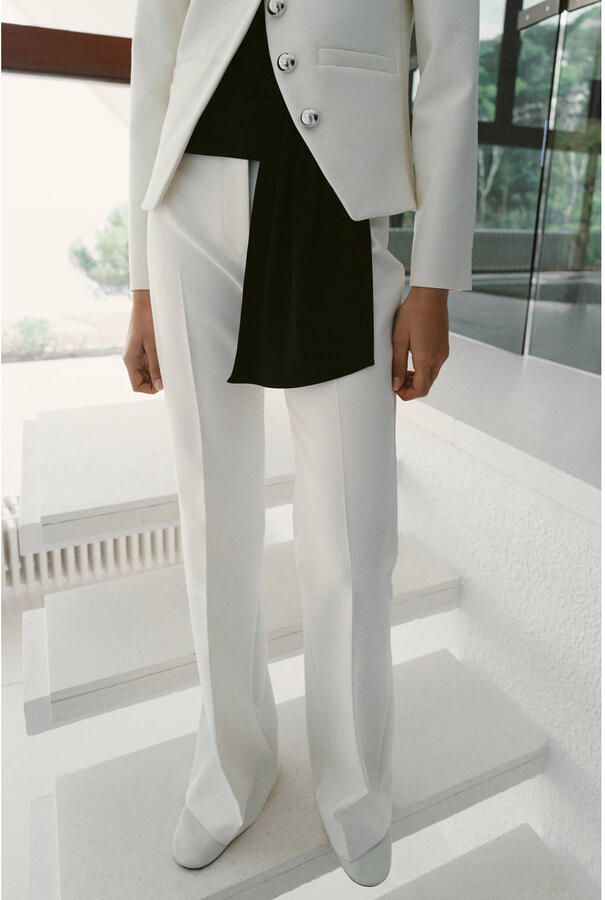 Mango bootcut regular waist pantalon wit - Foto 3