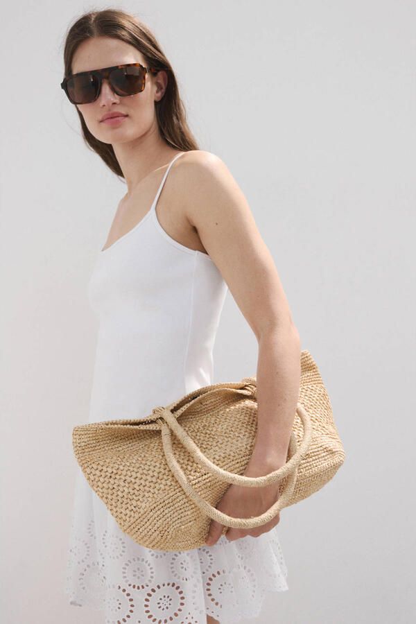 Mango broderie korte zomerjurk wit - Foto 2