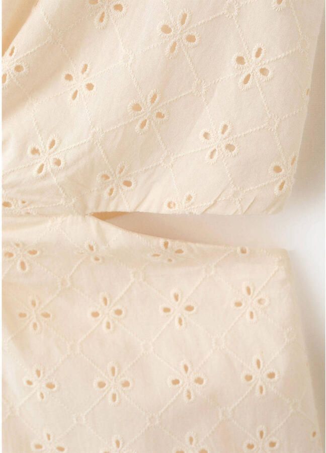 Mango broderie midi jurk ecru - Foto 3