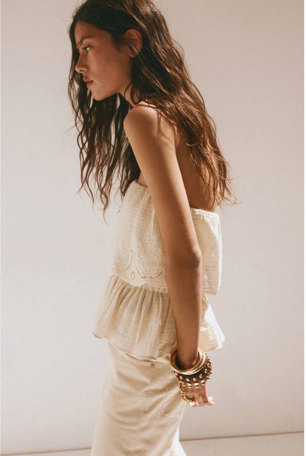 Mango broderie top beige - Foto 2