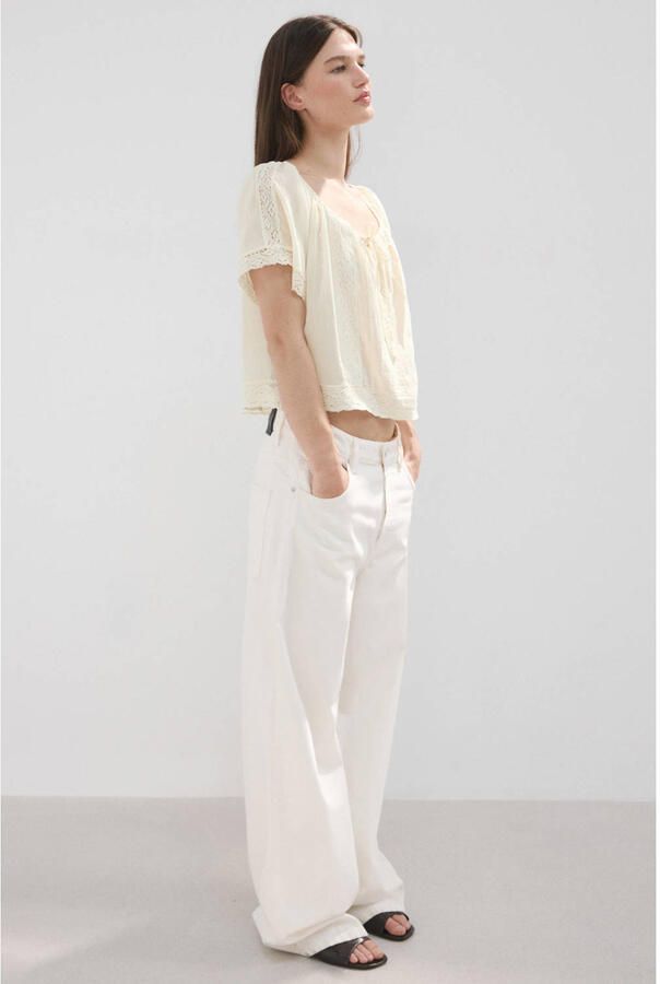 Mango broderie top ecru