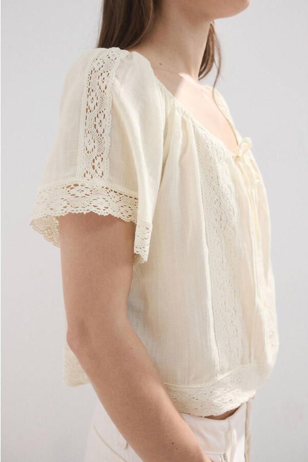 Mango broderie top ecru - Foto 3
