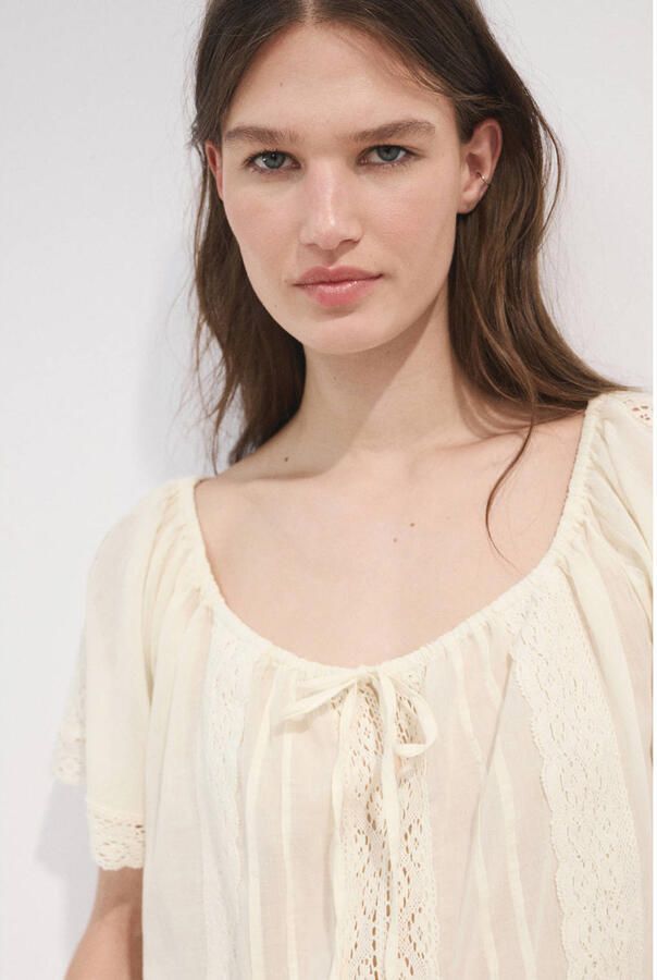 Mango broderie top ecru - Foto 2