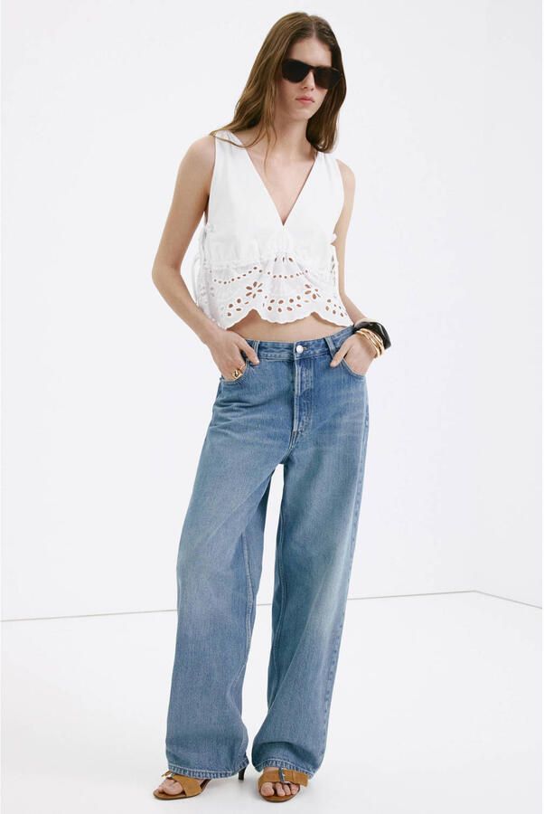 Mango broderie top wit - Foto 2