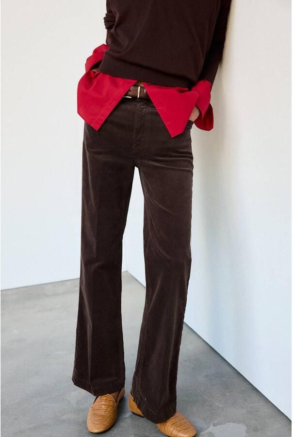 Mango corduroy flared broek bruin