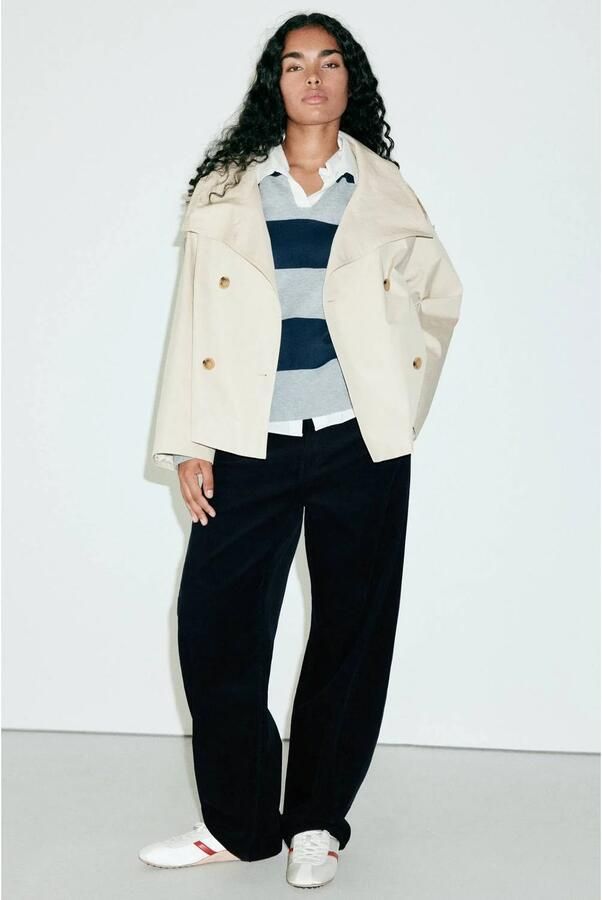 Mango corduroy high waist barrel broek donkerblauw - Foto 3