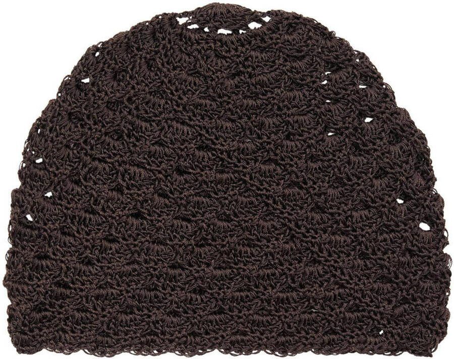 Mango crochet muts donkerbruin