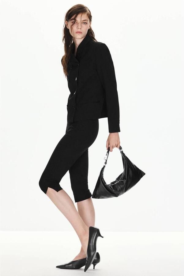 Mango cropped double breasted blazer zwart - Foto 3