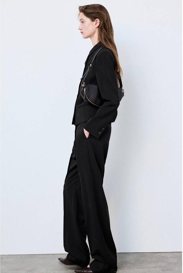 Mango cropped double breasted blazer zwart - Foto 2