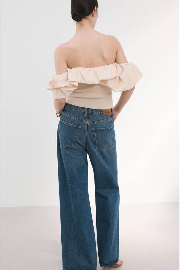 Mango cropped top beige rib gebreid - Foto 2