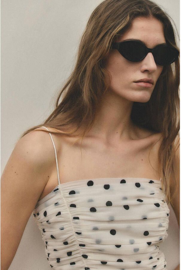 Mango cropped top met stippen ecru - Foto 3
