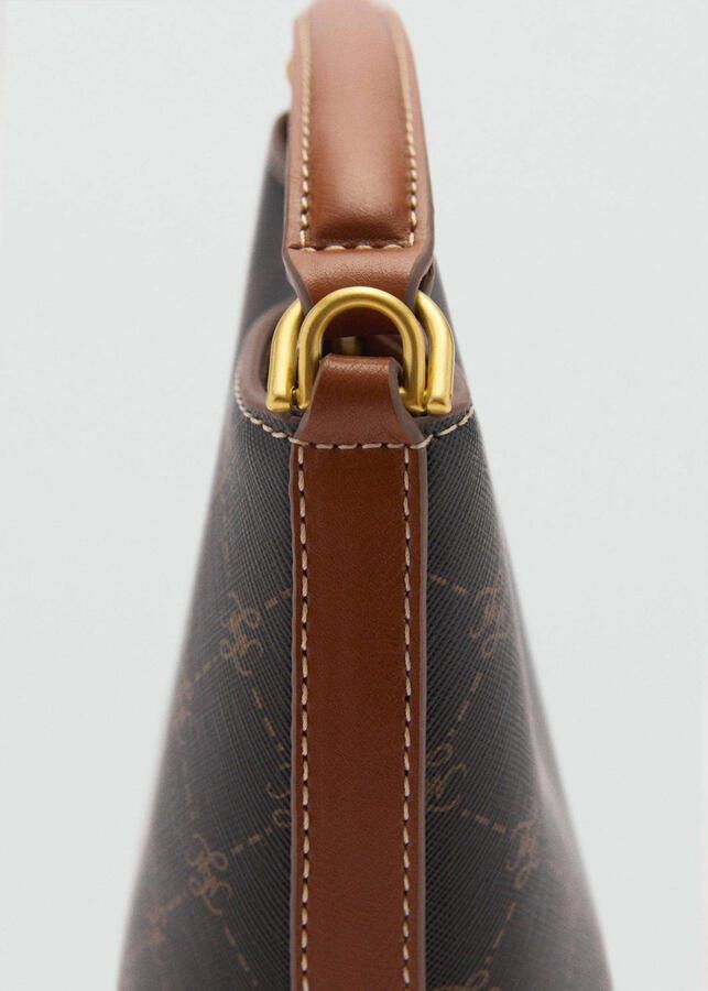Mango crossbody tas met all over print bruin - Foto 3