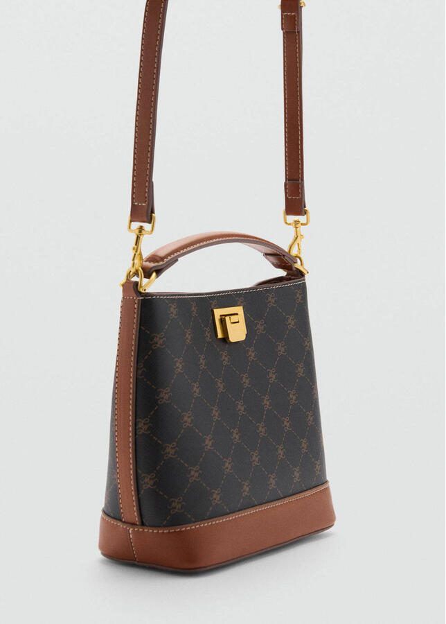 Mango crossbody tas met all over print bruin - Foto 2