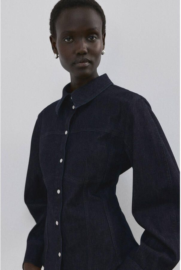 Mango denim blouse dark blue denim