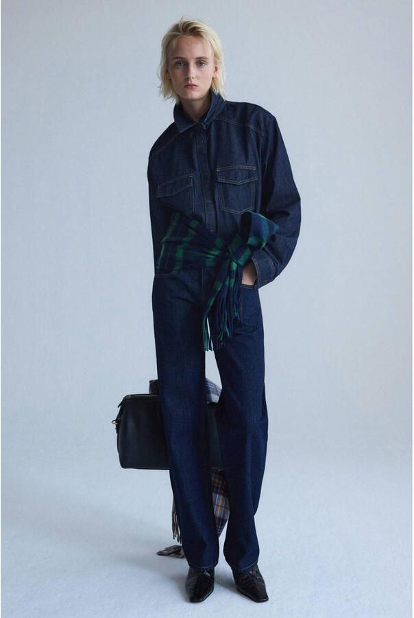 Mango denim blouse donkerblauw - Foto 2