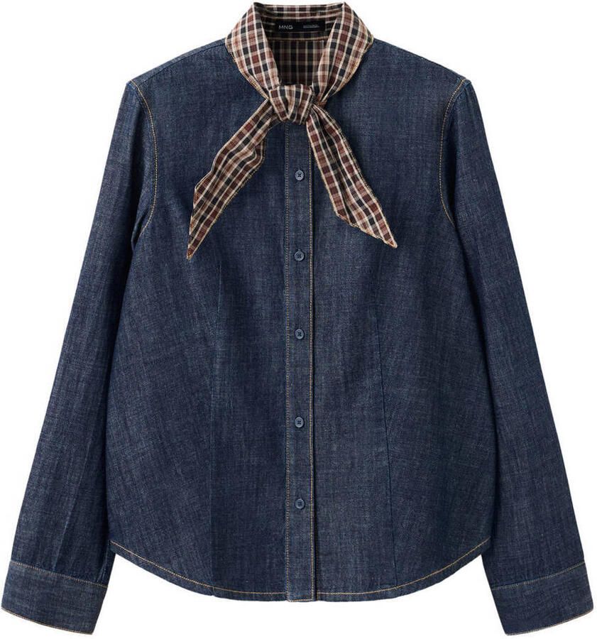 Mango denim blouse donkerblauw
