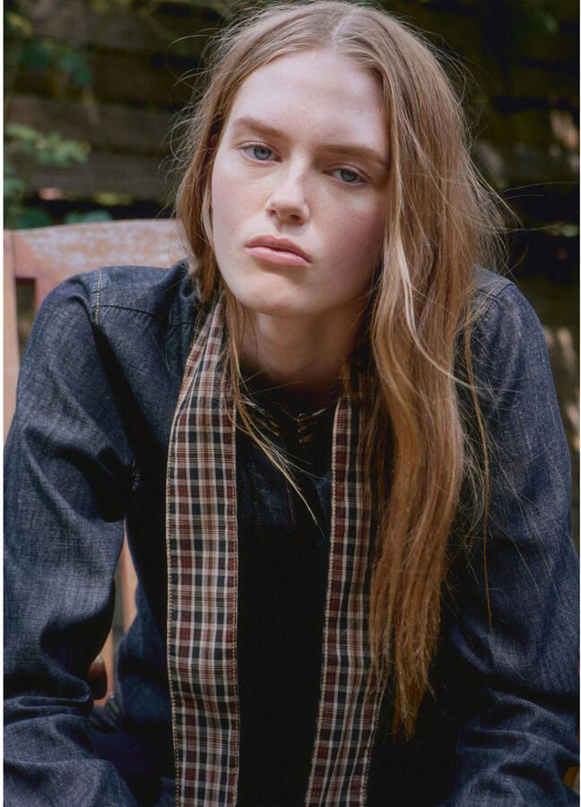 Mango denim blouse donkerblauw - Foto 2