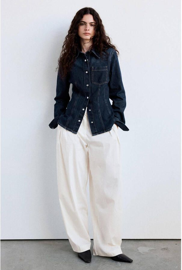 Mango denim blouse donkerblauw - Foto 3