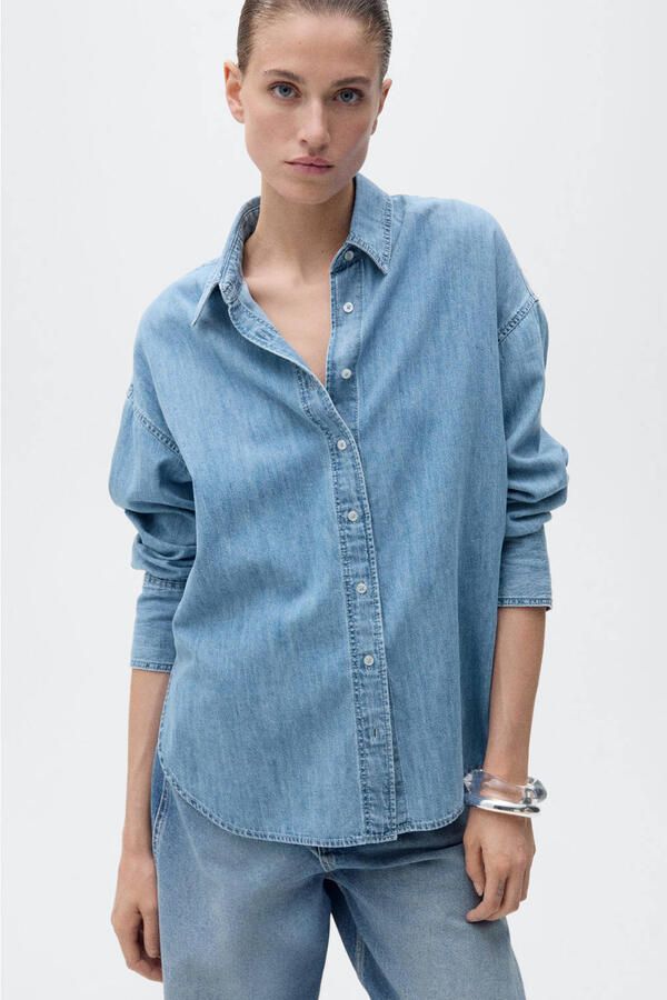 Mango denim blouse light blue denim