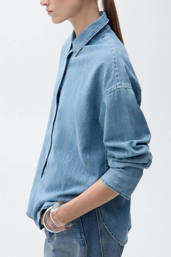 Mango denim blouse light blue denim - Foto 3