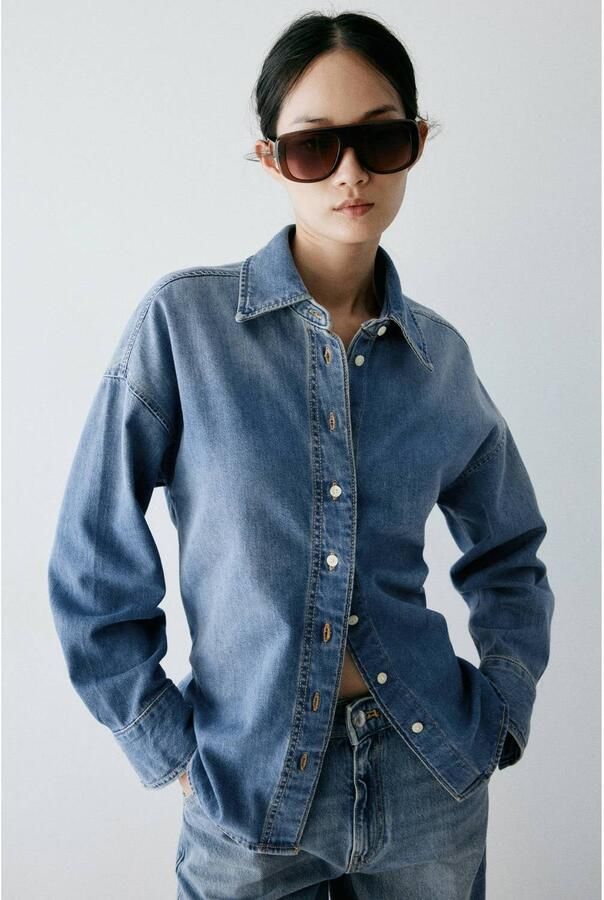 Mango denim blouse medium blue denim