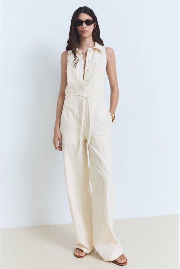 Mango denim ecru jumpsuit