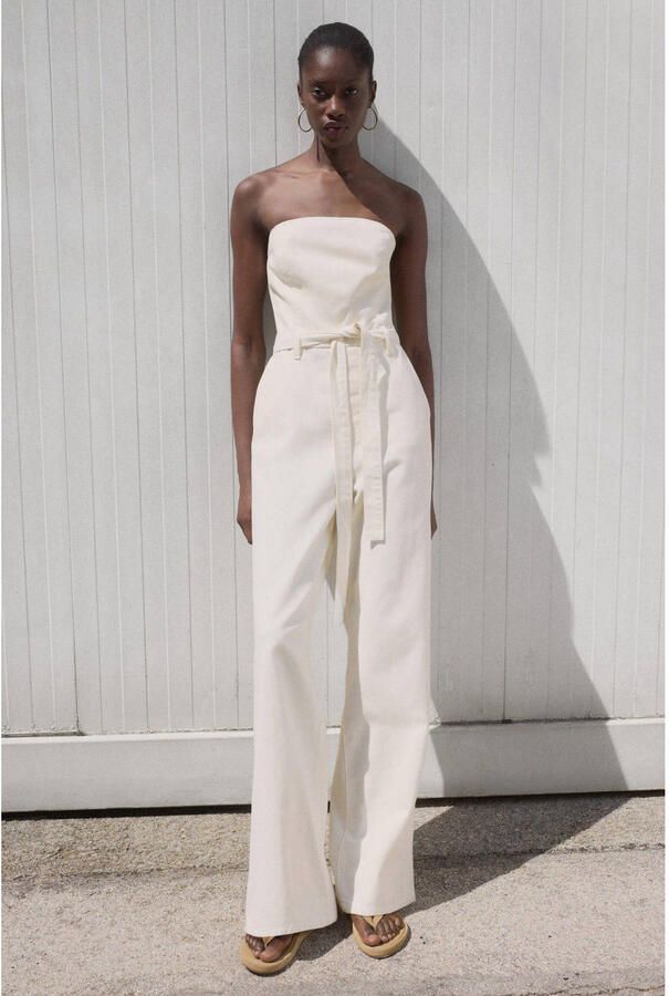Mango denim ecru jumpsuit