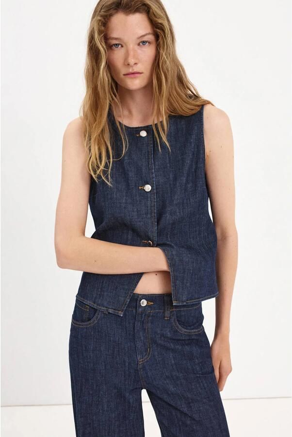 Mango denim gilet donkerblauw