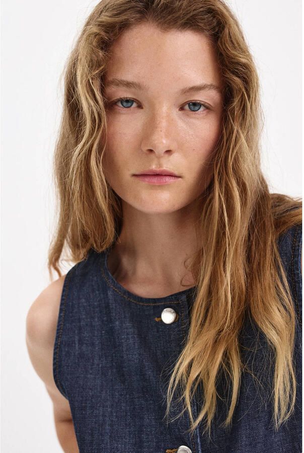 Mango denim gilet donkerblauw - Foto 2