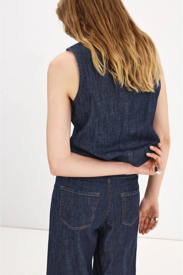 Mango denim gilet donkerblauw - Foto 3