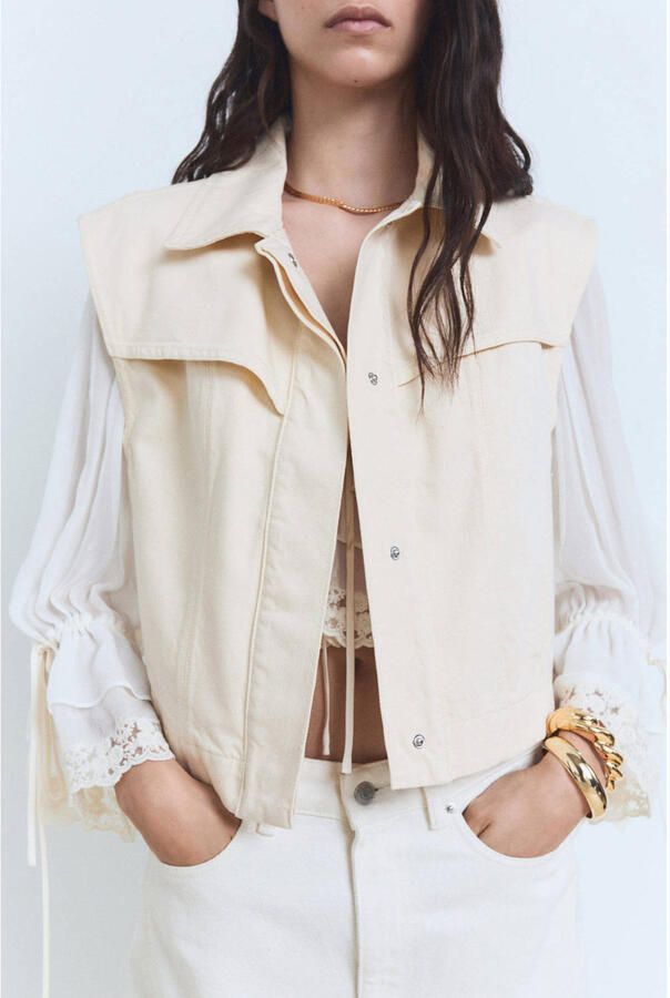 Mango denim gilet ecru