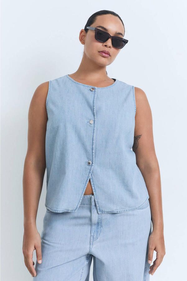Mango denim gilet light blue denim