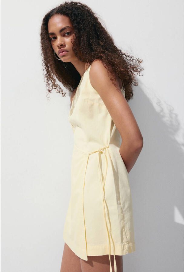 Mango denim korte zomerjurk lichtgeel - Foto 2