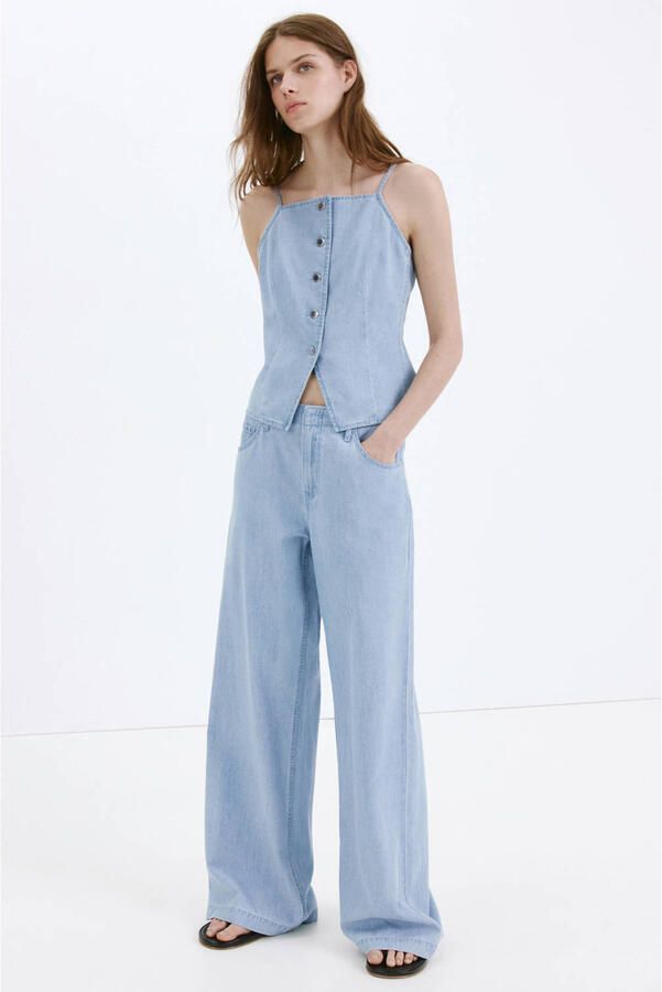 Mango denim mouwloze top lichtblauw denim