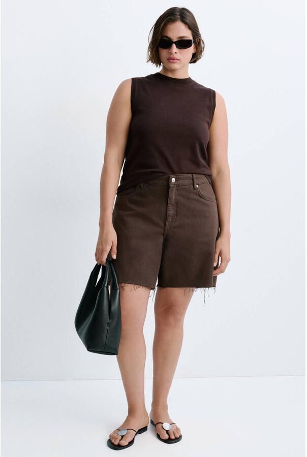 Mango denim straight leg bermuda short bruin - Foto 2