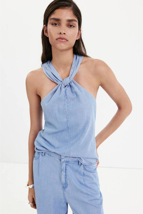 Mango denim top lichtblauw