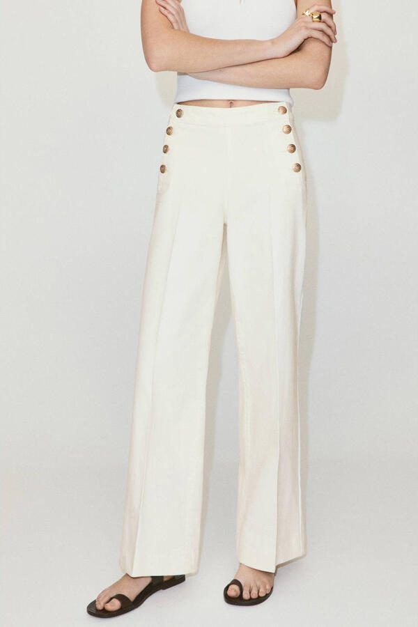 Mango denim wide leg broek ecru