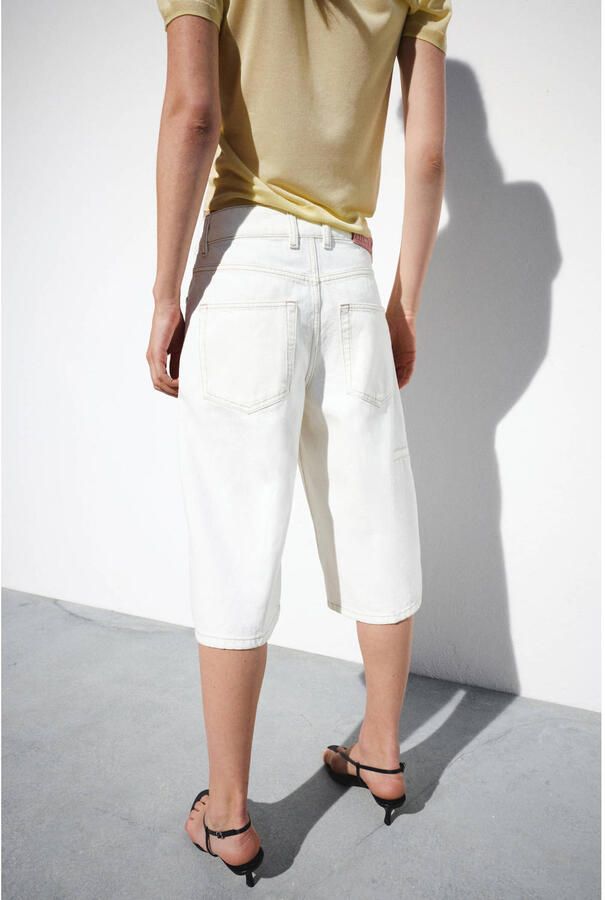 Mango denim wide leg regular waist bermuda short ecru - Foto 2
