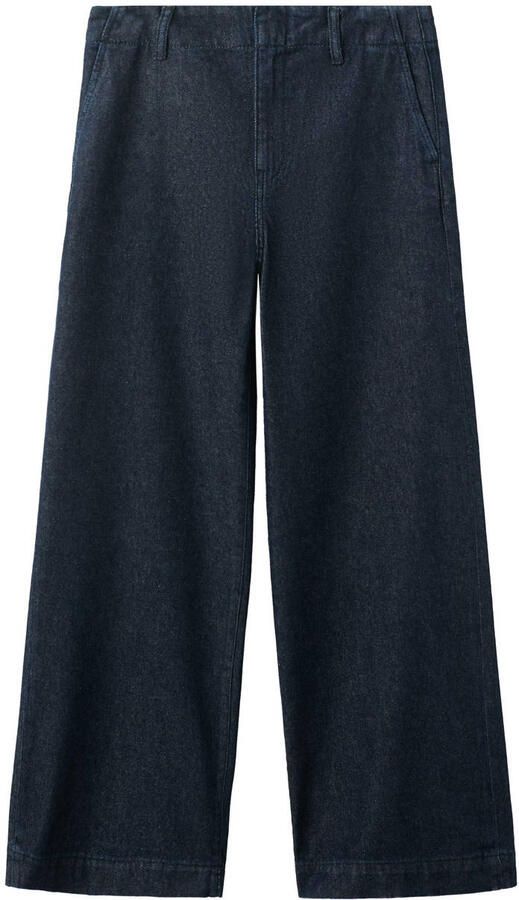 Mango denim wide leg regular waist broek dark blue denim