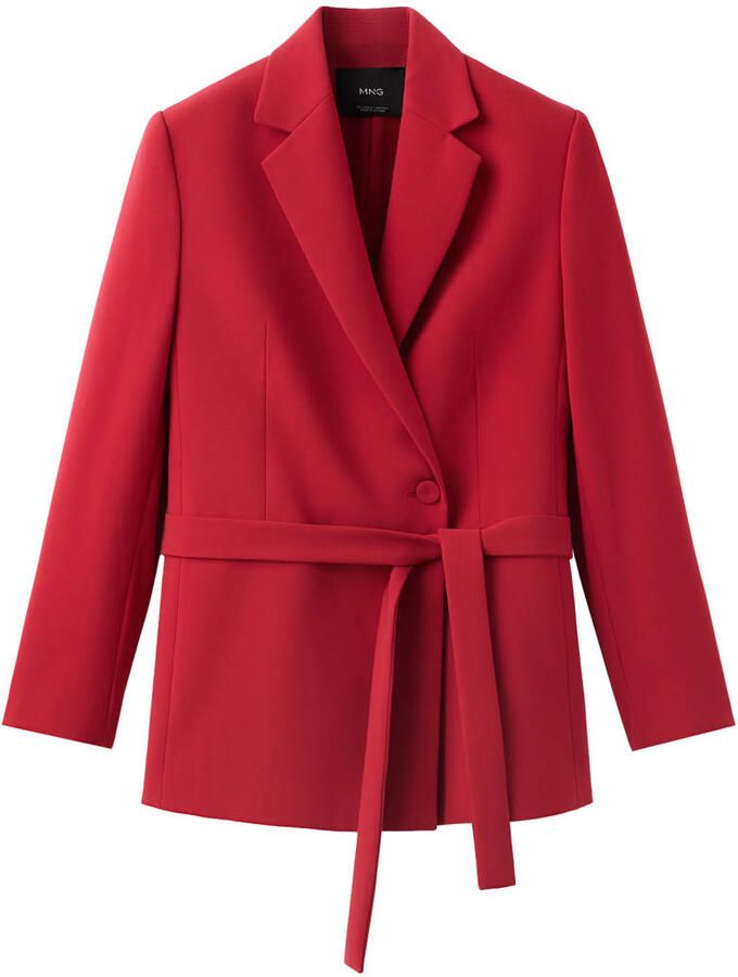 Mango double breasted blazer met ceintuur rood - Foto 2
