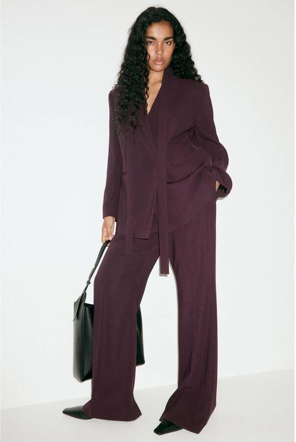 Mango flared broek donkerpaars - Foto 3