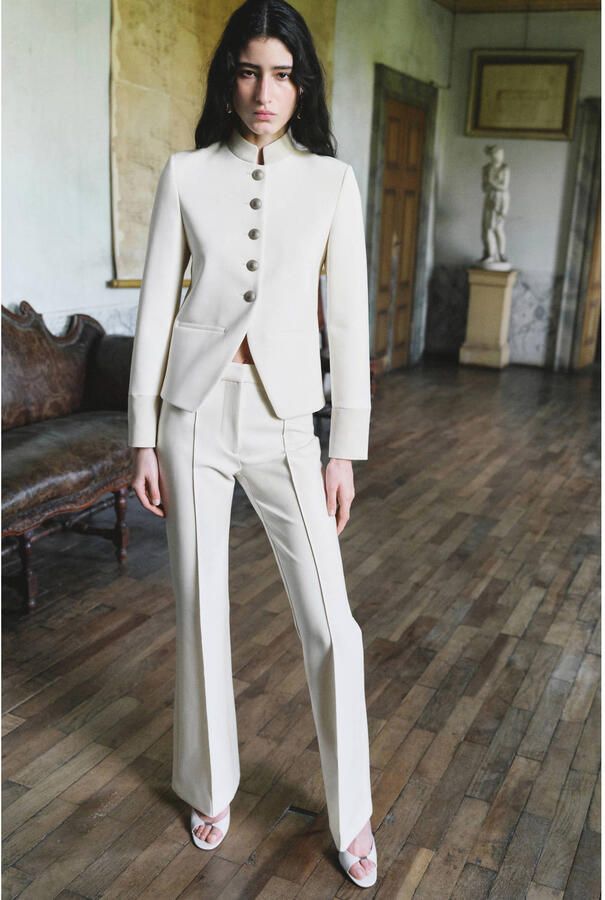 Mango flared broek ecru - Foto 2
