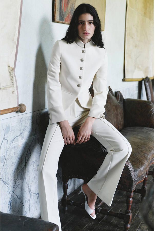 Mango flared broek ecru - Foto 3