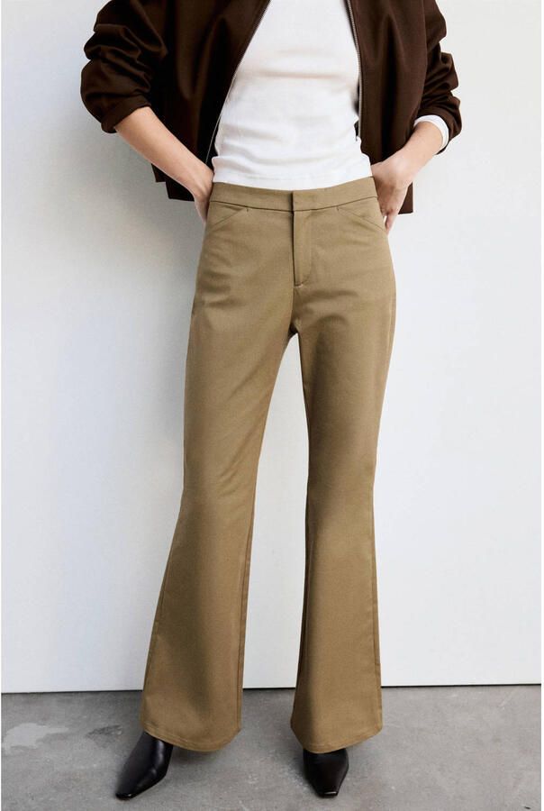 Mango flared broek kaki
