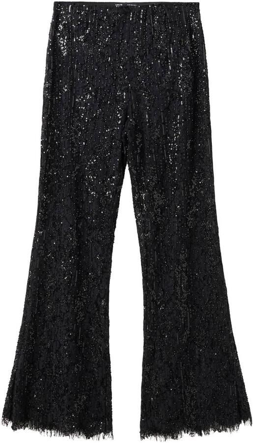 Mango flared broek met pailletten zwart